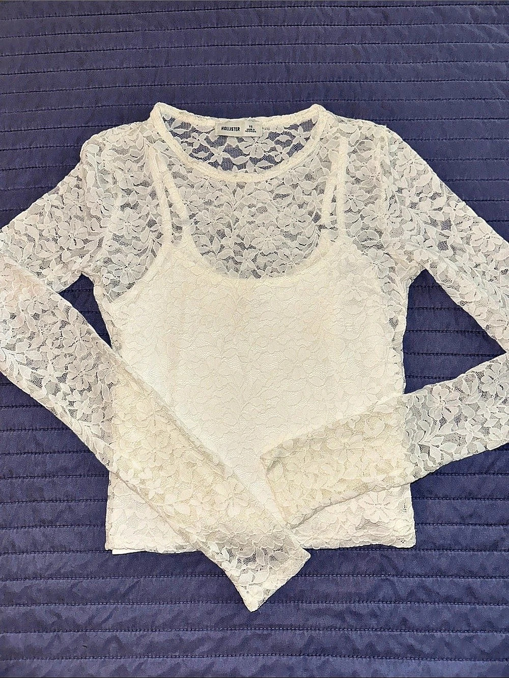 Hollister Floral Lace Long Sleeve Top Size XS